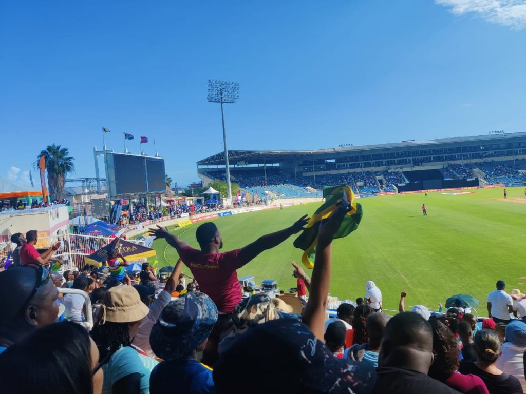 Fan enjoying cricket at Sabina Park, Kingston