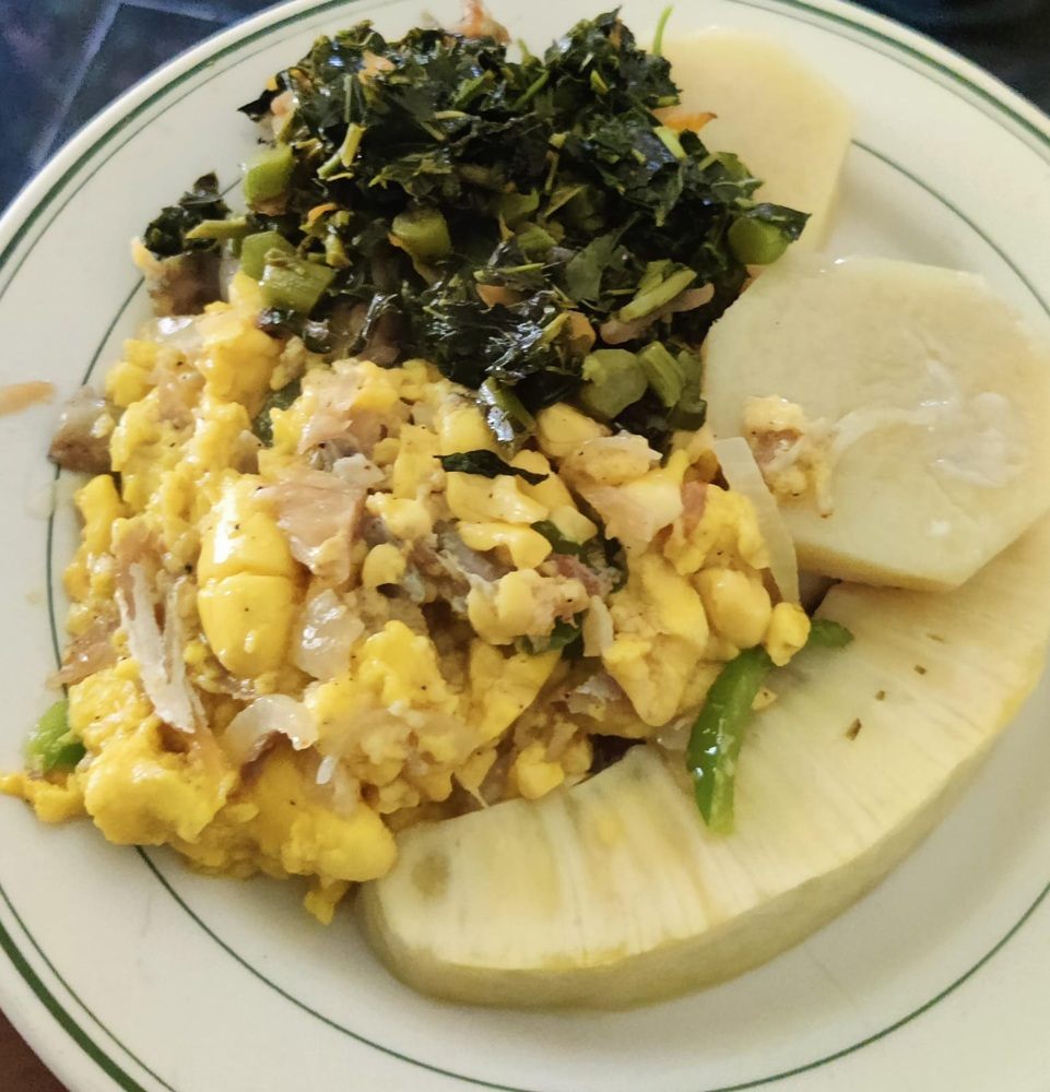 Ackee and callaloo jamaican dish